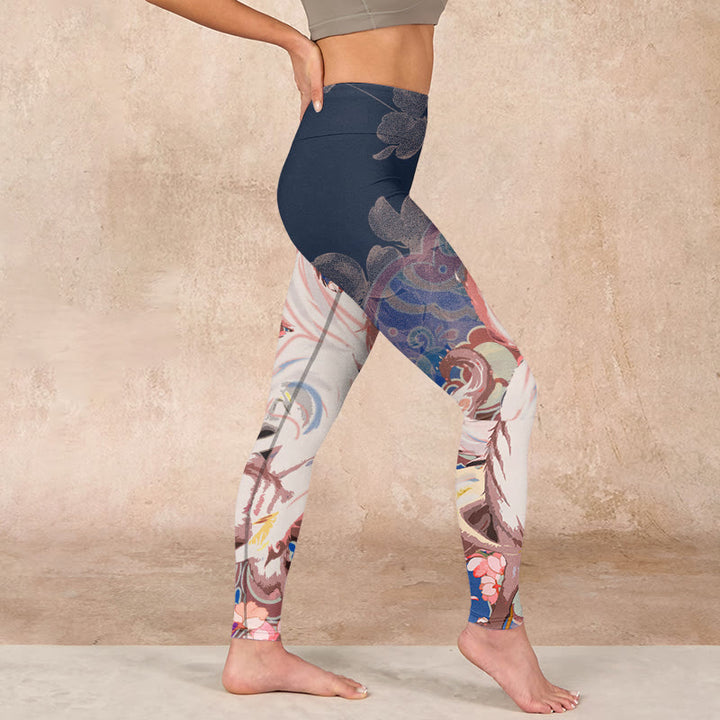 Buddha Stones Fox Cherry Blossoms Gym Leggings Women's Yoga Pants - image 16