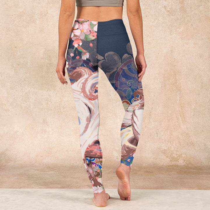 Buddha Stones Fox Cherry Blossoms Gym Leggings Women's Yoga Pants - image 14