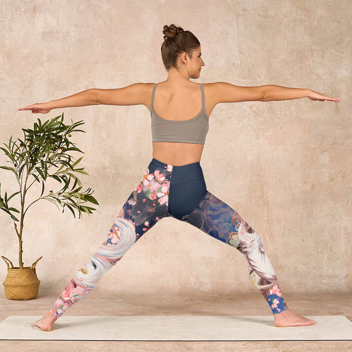 Buddha Stones Fox Cherry Blossoms Gym Leggings Women's Yoga Pants - image 10
