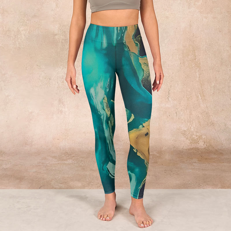 Buddha Stones DarkCyan Natural Landscapes Exercise Leggings Women's Yoga Pants - image 1