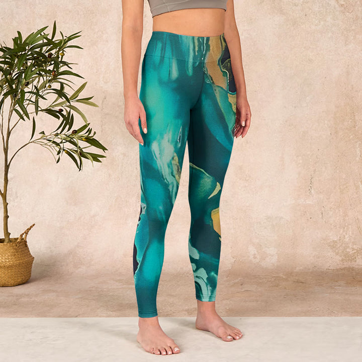 Buddha Stones DarkCyan Natural Landscapes Exercise Leggings Women's Yoga Pants - image 3