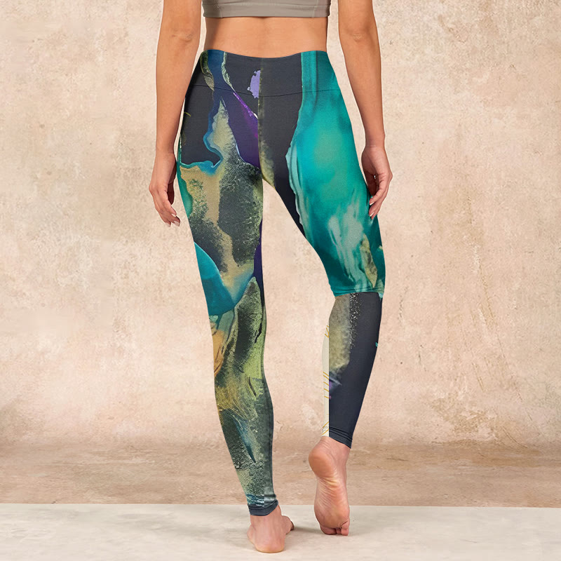 Buddha Stones DarkCyan Natural Landscapes Exercise Leggings Women's Yoga Pants - image 16
