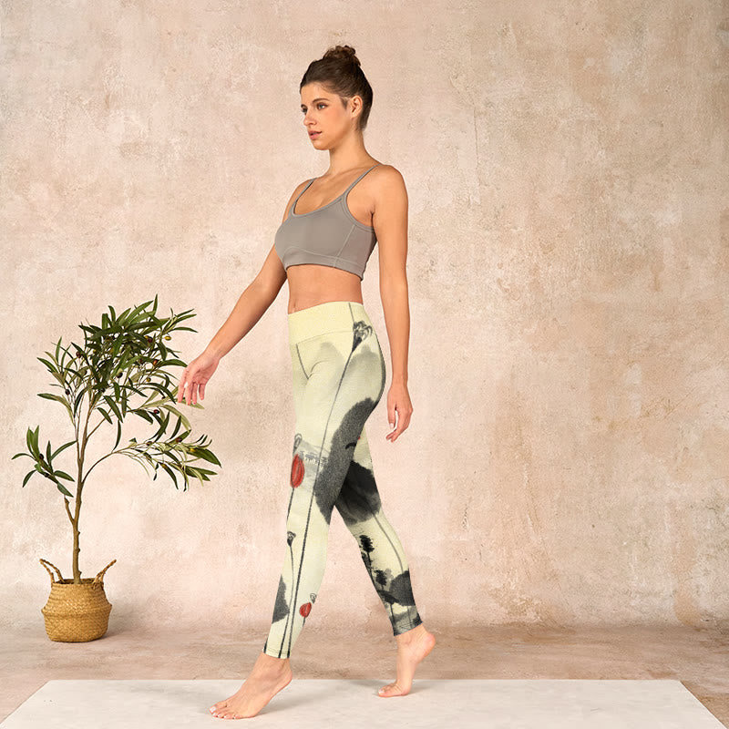 Buddha Stones Lotus Mountains House Print Gym Leggings Women's Yoga Pants - image 12