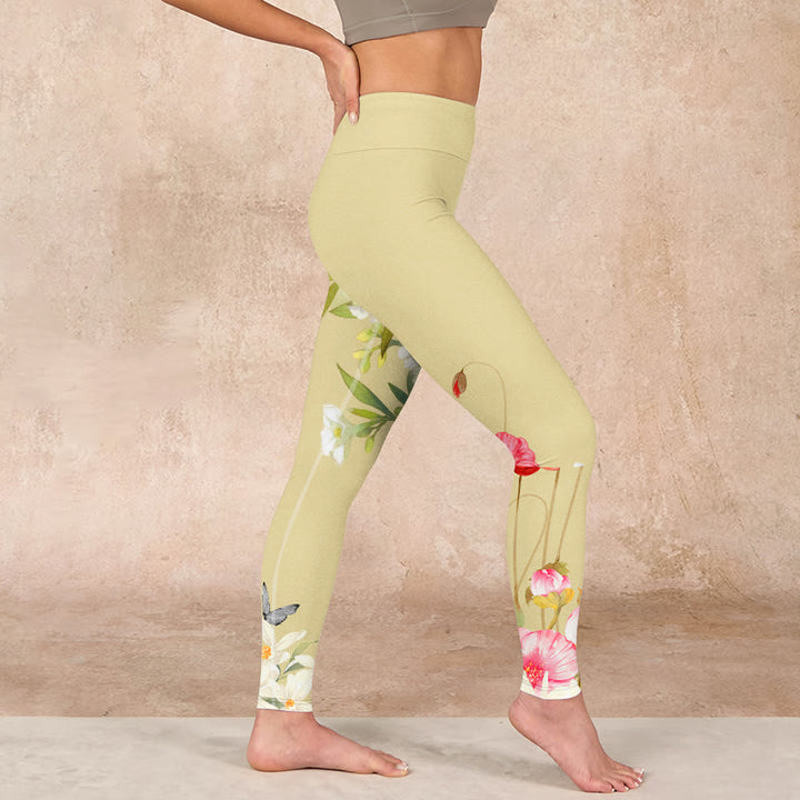 Buddha Stones Flowers Plants Butterfly Print Fitness Leggings Women's Yoga Pants - image 16