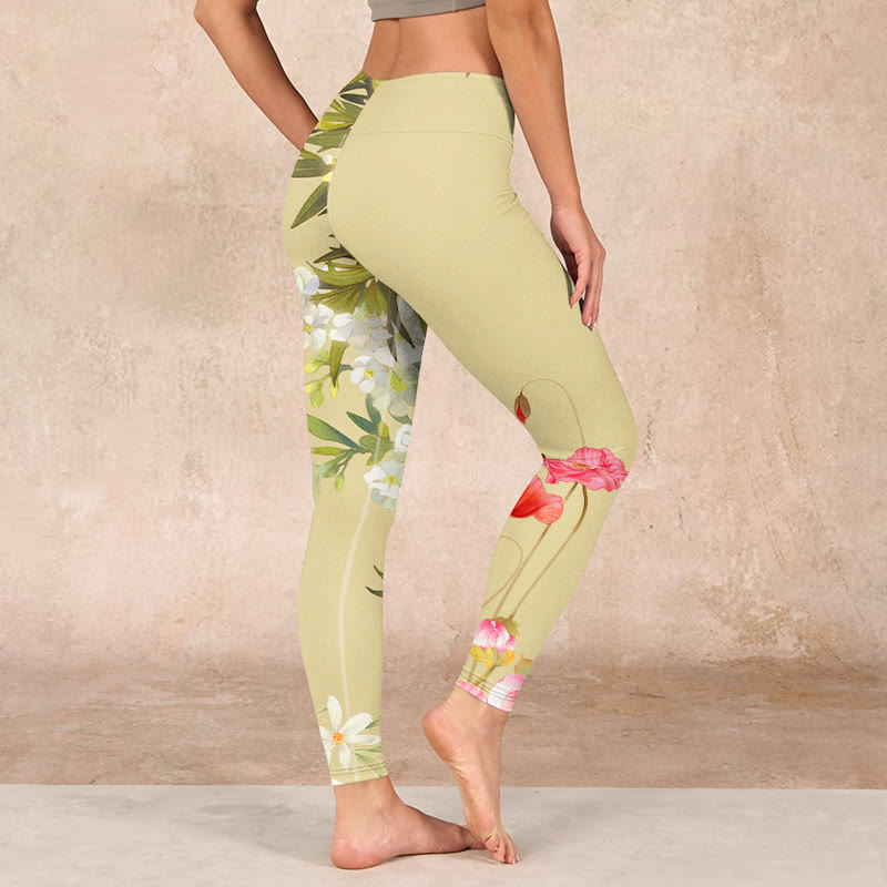 Buddha Stones Flowers Plants Butterfly Print Fitness Leggings Women's Yoga Pants - image 2