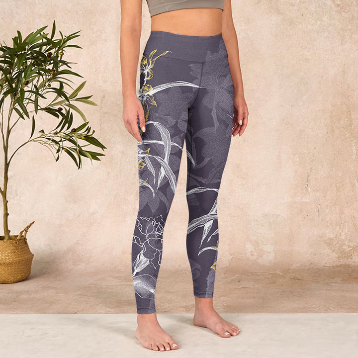Buddha Stones Orchid Flower Roses Gym Leggings Women's Yoga Pants - image 3