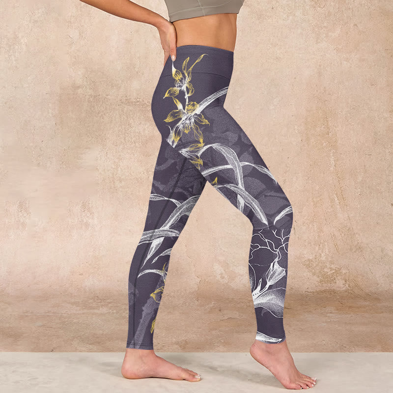 Buddha Stones Orchid Flower Roses Gym Leggings Women's Yoga Pants - image 16