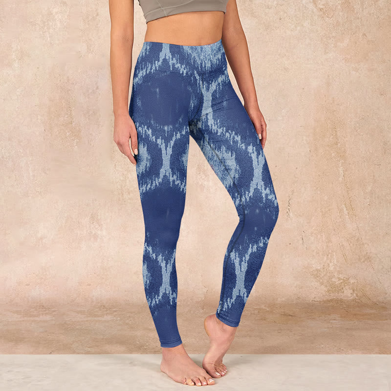 Buddha Stones Navy Blue White Design Gym Leggings Women's Yoga Pants - Navy - US18，UK/AU22，EU50 (4XL) - image 0