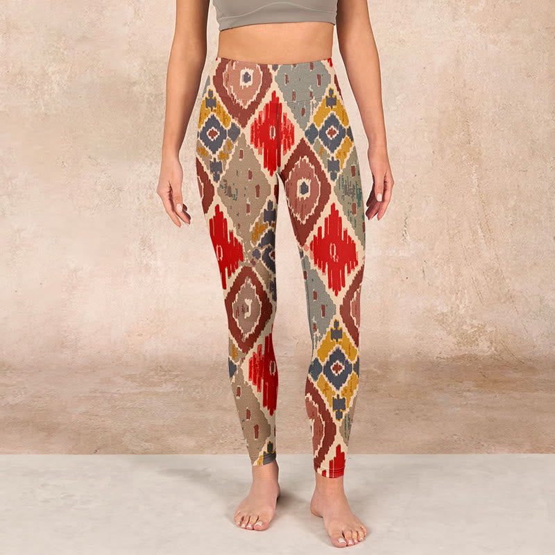 Buddha Stones Plaid Printed Gym Leggings Women's Yoga Pants - image 1