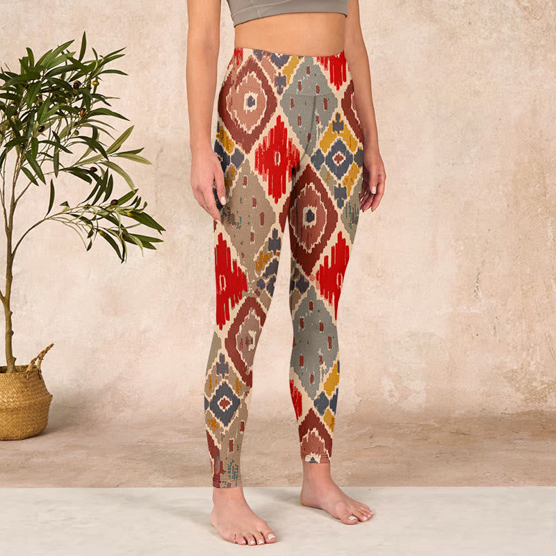 Buddha Stones Plaid Printed Gym Leggings Women's Yoga Pants - image 3