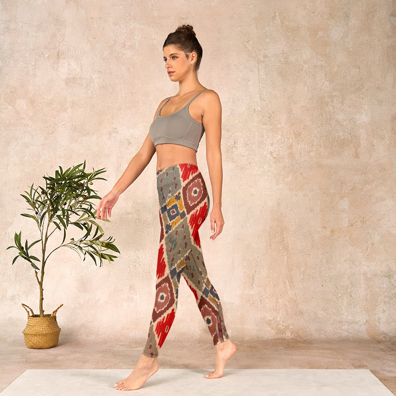 Buddha Stones Plaid Printed Gym Leggings Women's Yoga Pants - image 12