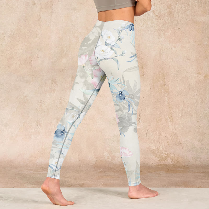 Buddha Stones Cherry Blossom Butterflies Print Gym Leggings Women's Yoga Pants - image 4