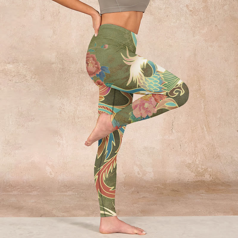 Buddha Stones Vibrant Phoenix Flowers Print Gym Leggings Women's Yoga Pants - image 15