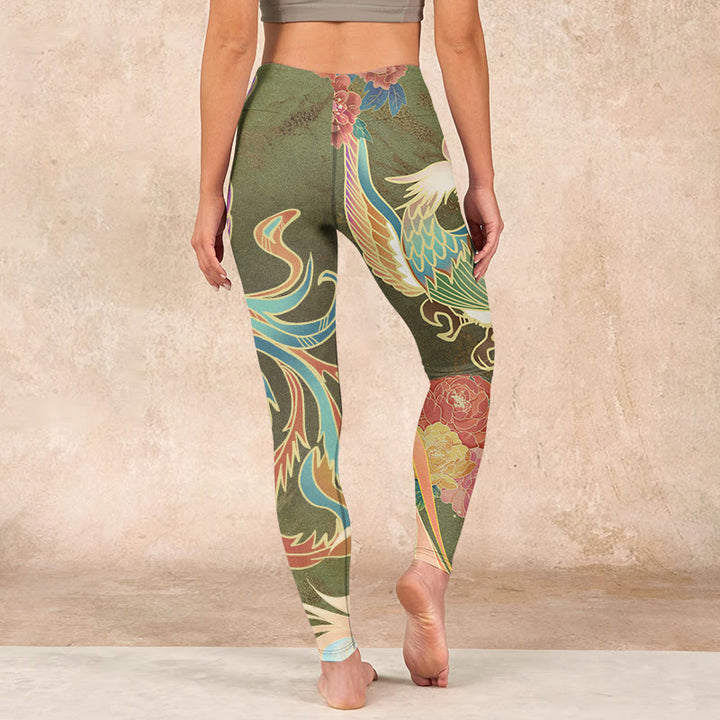 Buddha Stones Vibrant Phoenix Flowers Print Gym Leggings Women's Yoga Pants - image 14