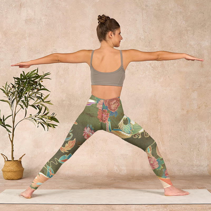 Buddha Stones Vibrant Phoenix Flowers Print Gym Leggings Women's Yoga Pants - image 10