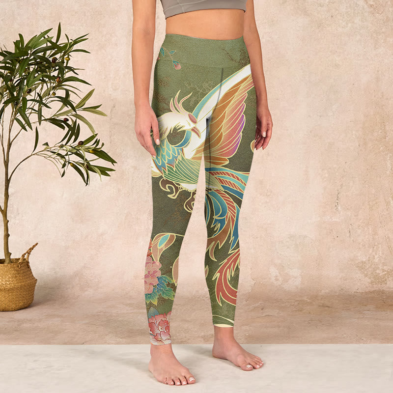 Buddha Stones Vibrant Phoenix Flowers Print Gym Leggings Women's Yoga Pants - image 3