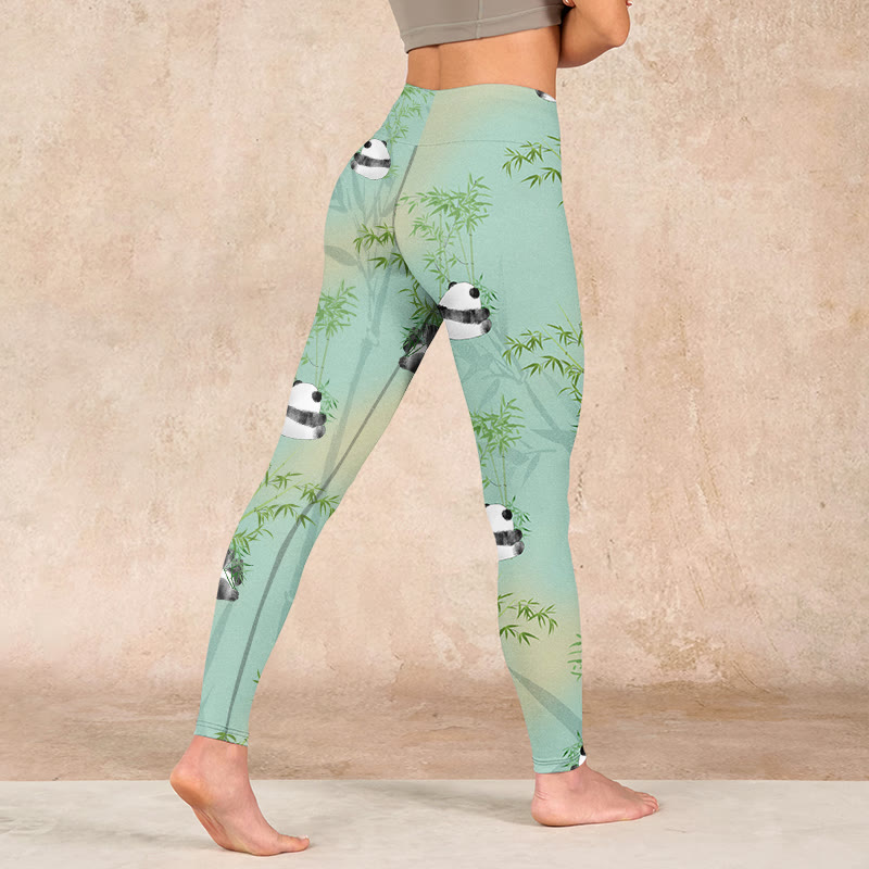 Buddha Stones Bamboo Panda Print Gym Leggings Women's Yoga Pants - image 4