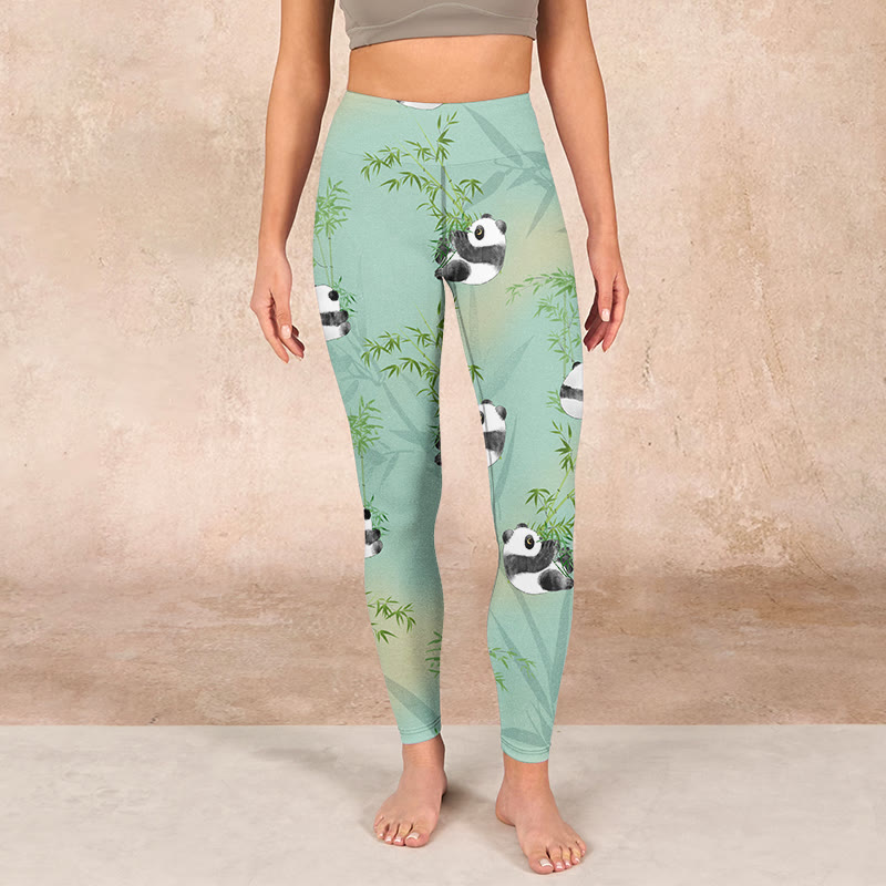 Buddha Stones Bamboo Panda Print Gym Leggings Women's Yoga Pants - image 1