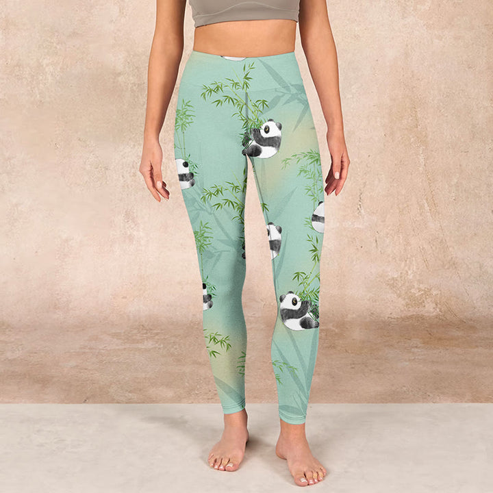 Buddha Stones Bamboo Panda Print Gym Leggings Women's Yoga Pants - image 1