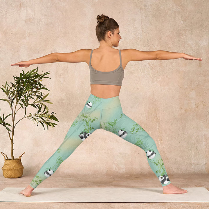 Buddha Stones Bamboo Panda Print Gym Leggings Women's Yoga Pants - image 10