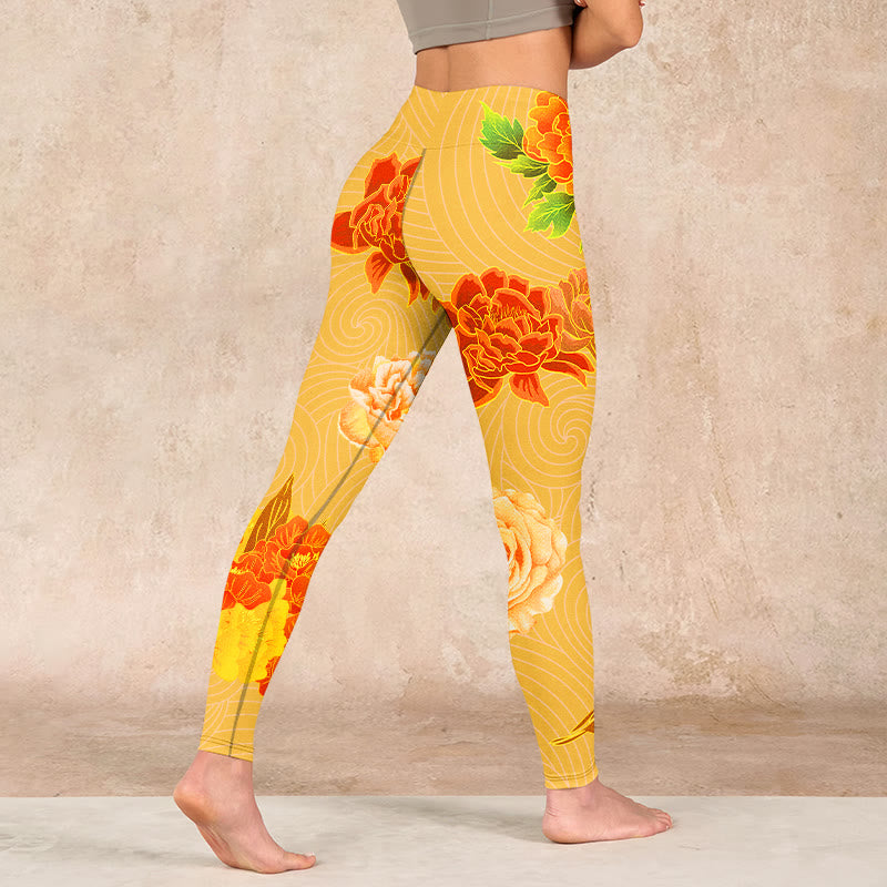 Buddha Stones Vibrant Rose Flowers Print Gym Leggings Women's Yoga Pants - image 4