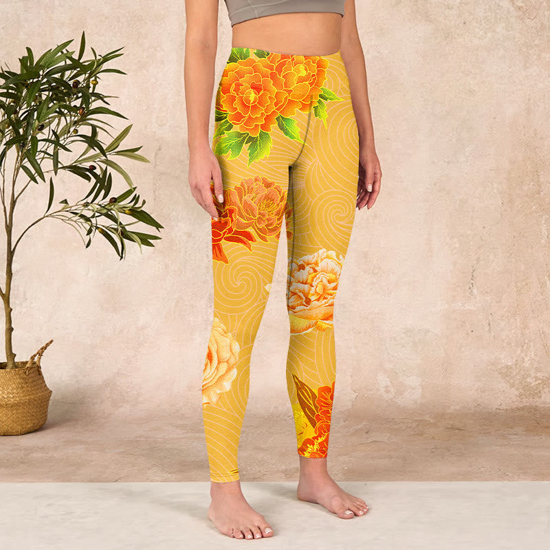 Buddha Stones Vibrant Rose Flowers Print Gym Leggings Women's Yoga Pants - image 3