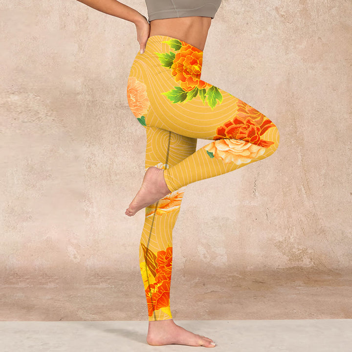 Buddha Stones Vibrant Rose Flowers Print Gym Leggings Women's Yoga Pants - image 15