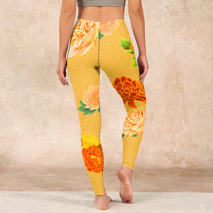 Buddha Stones Vibrant Rose Flowers Print Gym Leggings Women's Yoga Pants - image 14