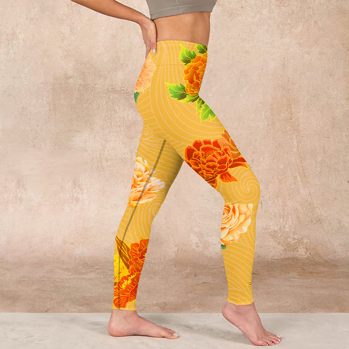 Buddha Stones Vibrant Rose Flowers Print Gym Leggings Women's Yoga Pants - image 16