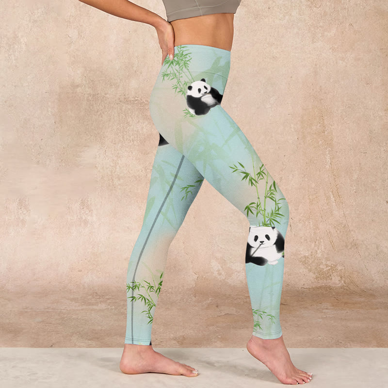 Buddha Stones Pandas Bamboo Print Gym Leggings Women's Yoga Pants - image 16