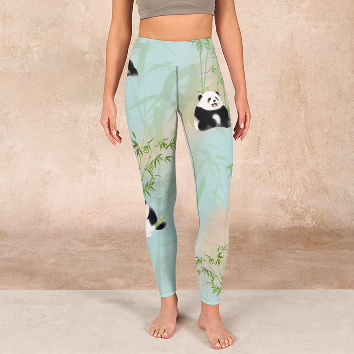 Buddha Stones Pandas Bamboo Print Gym Leggings Women's Yoga Pants - image 1