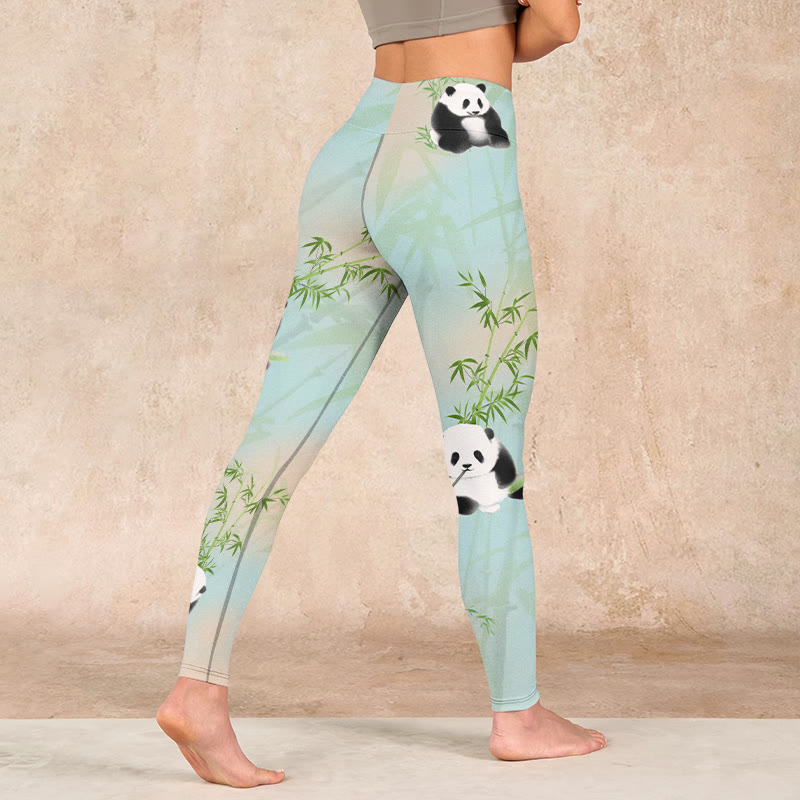 Buddha Stones Pandas Bamboo Print Gym Leggings Women's Yoga Pants - image 4