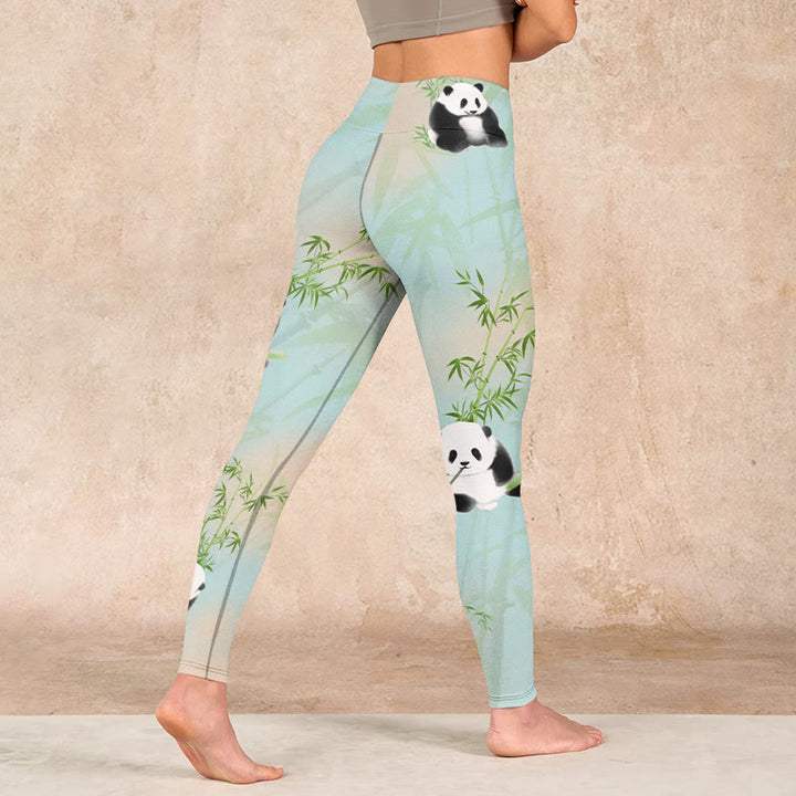 Buddha Stones Pandas Bamboo Print Gym Leggings Women's Yoga Pants - image 4