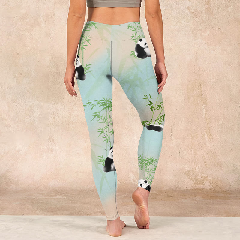 Buddha Stones Pandas Bamboo Print Gym Leggings Women's Yoga Pants - image 14