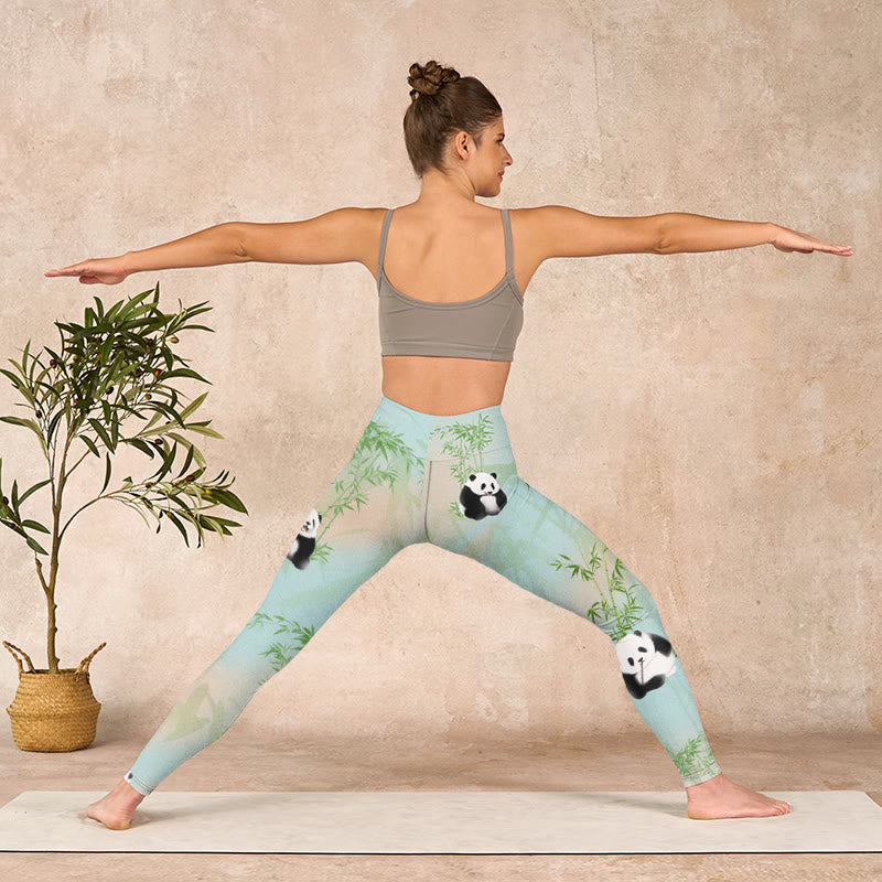 Buddha Stones Pandas Bamboo Print Gym Leggings Women's Yoga Pants - image 10