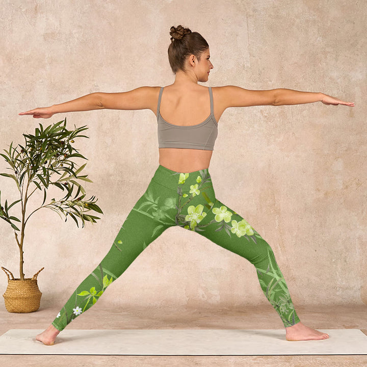 Buddha Stones Magpie Flowers Branches Print Gym Leggings Women's Yoga Pants - image 10