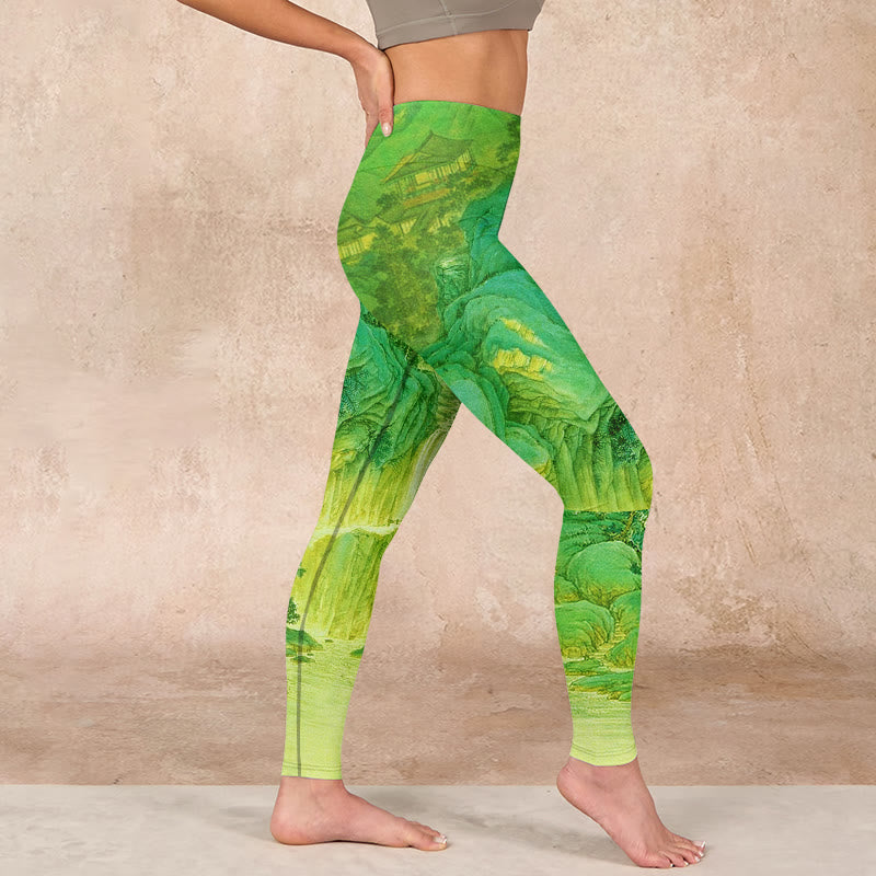 Buddha Stones Mountain River Lanscape Print Gym Leggings Women's Yoga Pants - image 16