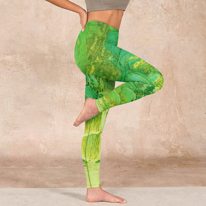 Buddha Stones Mountain River Lanscape Print Gym Leggings Women's Yoga Pants - image 15