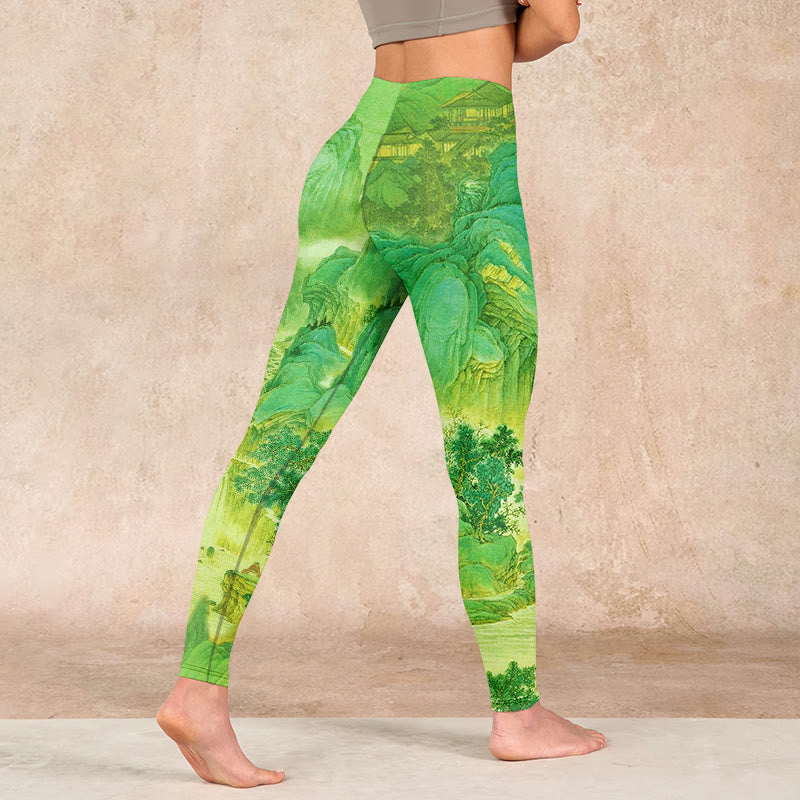 Buddha Stones Mountain River Lanscape Print Gym Leggings Women's Yoga Pants - image 4