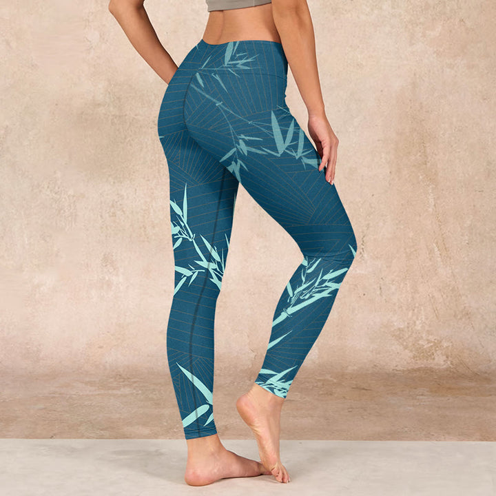Buddha Stones Lush Turquoise Bamboo Panda Pattern Gym Leggings Women's Yoga Pants - image 2