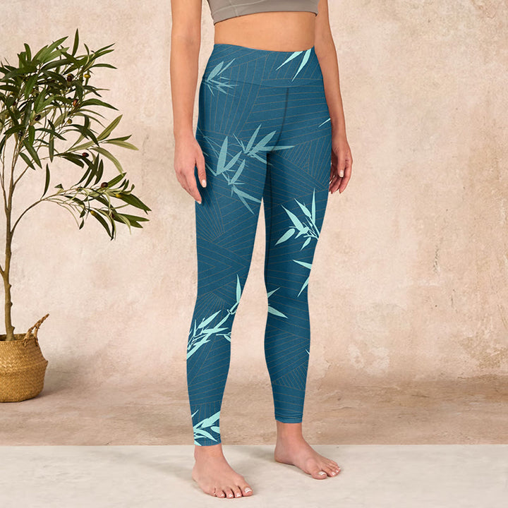 Buddha Stones Lush Turquoise Bamboo Panda Pattern Gym Leggings Women's Yoga Pants - image 3