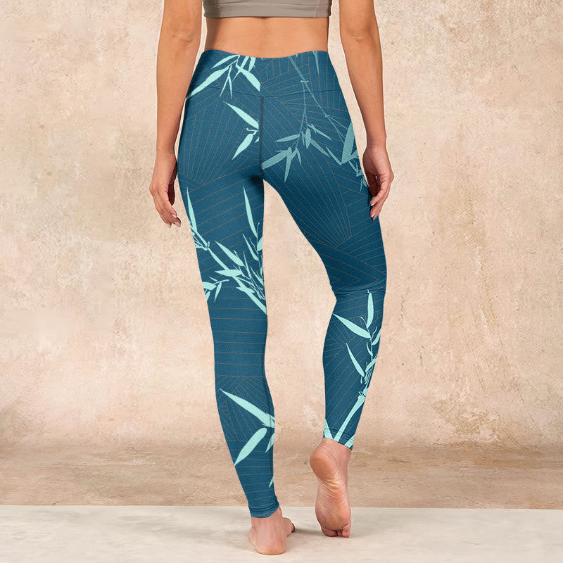 Buddha Stones Lush Turquoise Bamboo Panda Pattern Gym Leggings Women's Yoga Pants - image 14