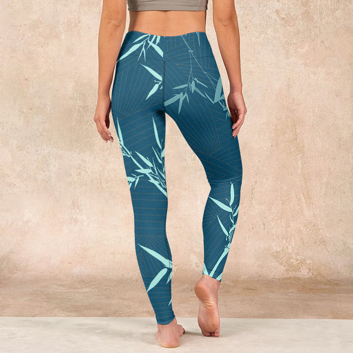 Buddha Stones Lush Turquoise Bamboo Panda Pattern Gym Leggings Women's Yoga Pants - image 14