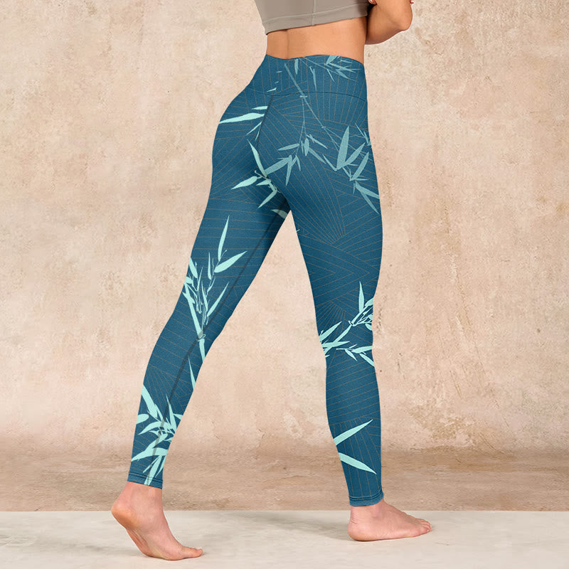 Buddha Stones Lush Turquoise Bamboo Panda Pattern Gym Leggings Women's Yoga Pants - image 4