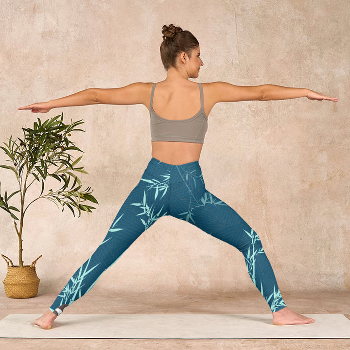 Buddha Stones Lush Turquoise Bamboo Panda Pattern Gym Leggings Women's Yoga Pants - image 10
