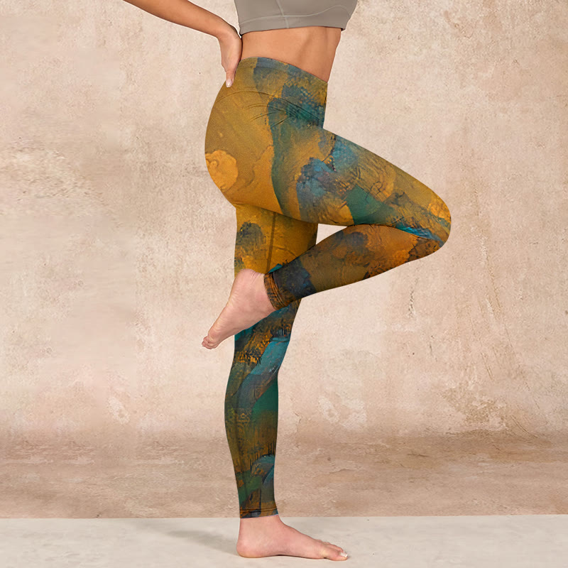 Buddha Stones Dark Goldenrod Mountain Print Fitness Leggings Women's Yoga Pants - image 15