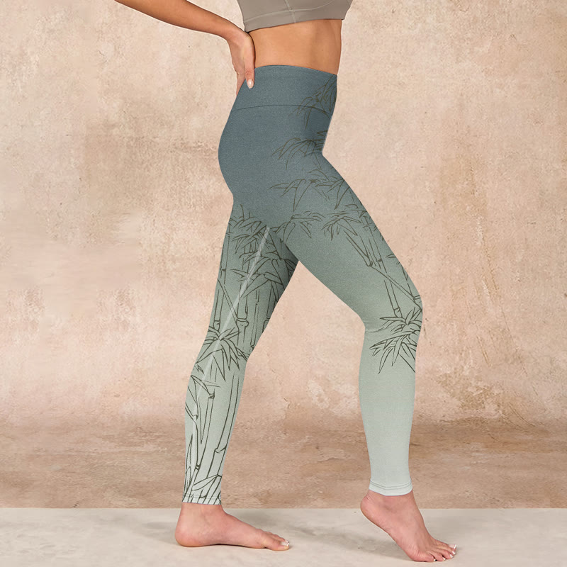 Buddha Stones Bamboo Leaves Sketch Print Sports Leggings Women's Yoga Pants - image 16