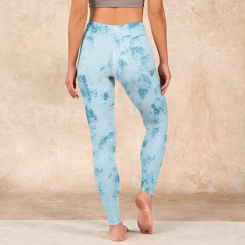 Buddha Stones Light Blue Tie-dye Print Gym Fitness Leggings Women's Yoga Pants - image 16