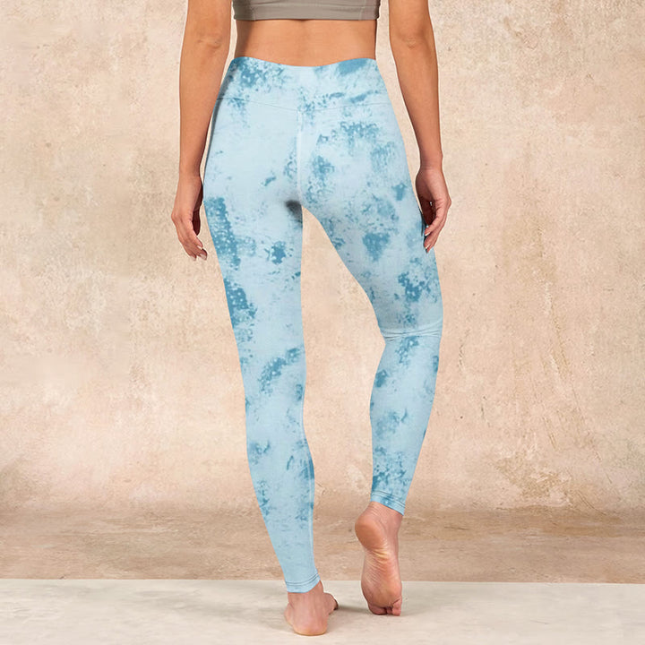 Buddha Stones Light Blue Tie-dye Print Gym Fitness Leggings Women's Yoga Pants - image 16