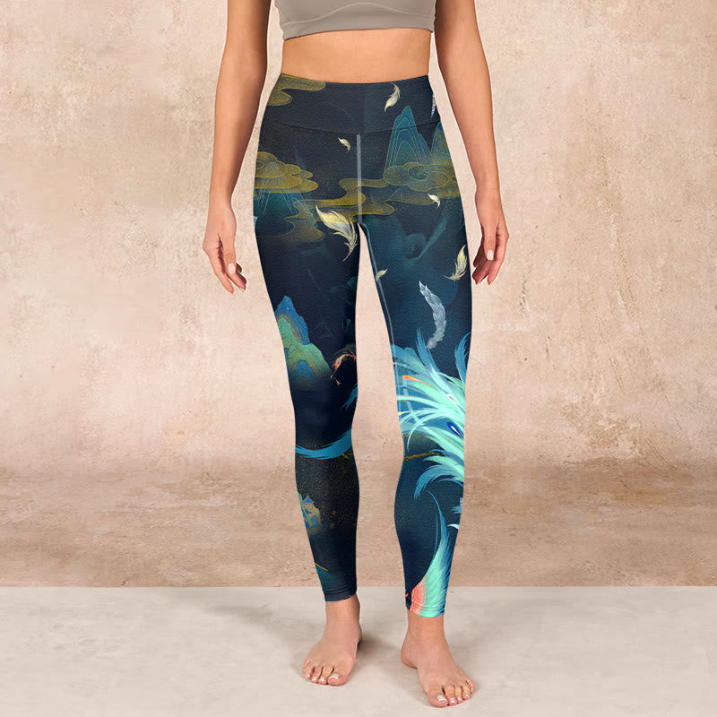 Buddha Stones Mountains Phoenix Feather Exercise Leggings Women's Yoga Pants - image 1